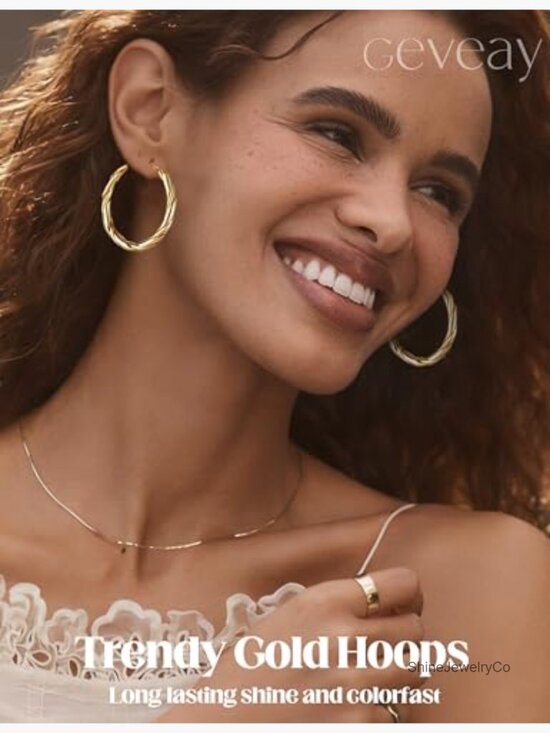 Sterling Silver Twisted Tricolor Hoop Earrings, 1.4 inch  3MM Twisted Gold Hoop Earrings, Hypoallergenic Sterling Silver Post, 30-60mm